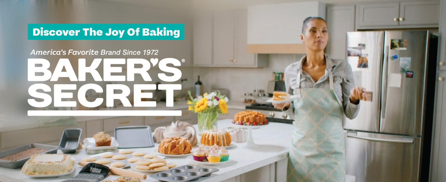 Baker's Secret Nonstick Fluted Cake Pan, Heavy Duty Die Cast Aluminum Fluted Cake Baking Pans, 2 Layers Non-stick Coating For Easy Release - The Cast Aluminum Collection (4mini Loves)