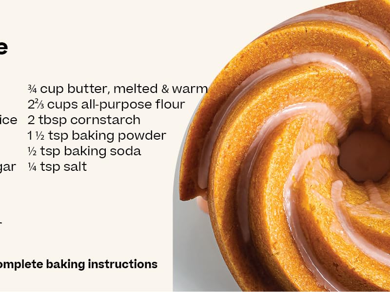 Baker's Secret Nonstick Fluted Cake Pan, Heavy Duty Die Cast Aluminum Fluted Cake Baking Pans, 2 Layers Non-stick Coating For Easy Release - The Cast Aluminum Collection (4mini Loves)