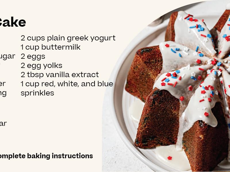 Baker's Secret Nonstick Fluted Cake Pan, Heavy Duty Die Cast Aluminum Fluted Cake Baking Pans, 2 Layers Non-stick Coating For Easy Release - The Cast Aluminum Collection (4mini Loves)