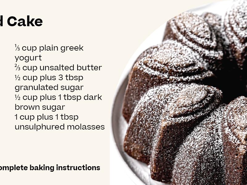 Baker's Secret Nonstick Fluted Cake Pan, Heavy Duty Die Cast Aluminum Fluted Cake Baking Pans, 2 Layers Non-stick Coating For Easy Release - The Cast Aluminum Collection (4mini Loves)
