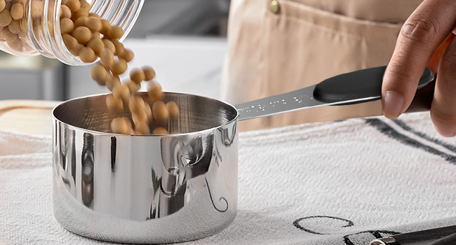 Joyhill Stainless Steel Measuring Cups and Spoons Set of 10 Piece, Nesting Metal Measuring Cups Set with Soft Touch Silicone Handles for Dry and Liquid Ingredients, Cooking & Baking (Black)