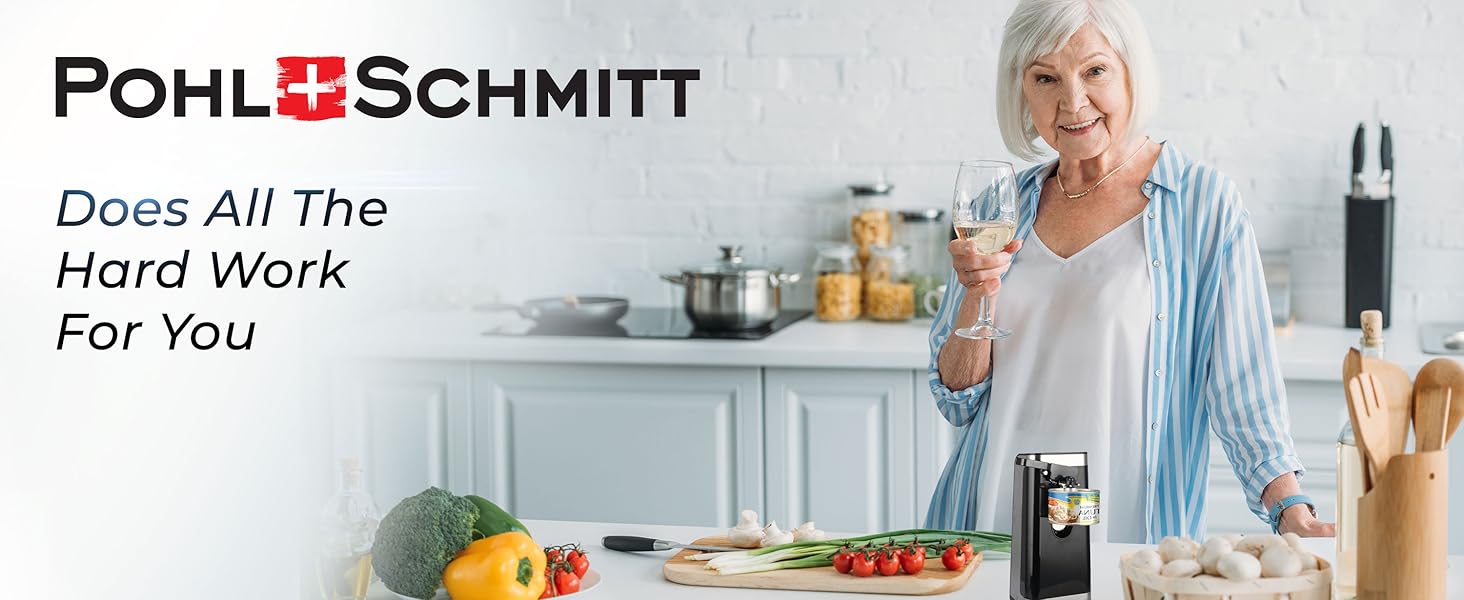POHL SCHMITT Electric Can Opener with Knife Sharpener and Bottle Opener