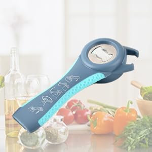 Jar Opener for Weak Hands, Seniors with Arthritis, 5 in 1 Multi Function Bottle Opener Lid Opener For Arthritic Hands with Non Slip Rubber Jar opener Gripper Pad(blue)