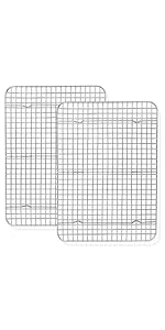 TeamFar Mini Cooling Rack Set of 2, Stainless Steel 8.75’’ x 6.25’’ Toaster Oven Grid Rack for Baking Roasting Broiling Grilling, Bakeable Rack for Cookies, Non-Toxic & Heavy Duty, Dishwasher Safe
