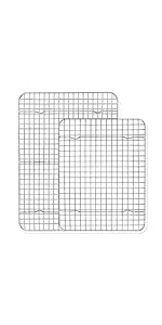 TeamFar Mini Cooling Rack Set of 2, Stainless Steel 8.75’’ x 6.25’’ Toaster Oven Grid Rack for Baking Roasting Broiling Grilling, Bakeable Rack for Cookies, Non-Toxic & Heavy Duty, Dishwasher Safe