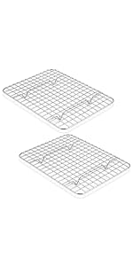 TeamFar Mini Cooling Rack Set of 2, Stainless Steel 8.75’’ x 6.25’’ Toaster Oven Grid Rack for Baking Roasting Broiling Grilling, Bakeable Rack for Cookies, Non-Toxic & Heavy Duty, Dishwasher Safe