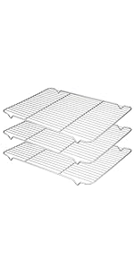 TeamFar Mini Cooling Rack Set of 2, Stainless Steel 8.75’’ x 6.25’’ Toaster Oven Grid Rack for Baking Roasting Broiling Grilling, Bakeable Rack for Cookies, Non-Toxic & Heavy Duty, Dishwasher Safe