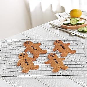 TeamFar Mini Cooling Rack Set of 2, Stainless Steel 8.75’’ x 6.25’’ Toaster Oven Grid Rack for Baking Roasting Broiling Grilling, Bakeable Rack for Cookies, Non-Toxic & Heavy Duty, Dishwasher Safe