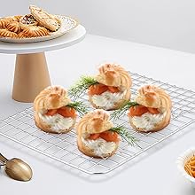 TeamFar Mini Cooling Rack Set of 2, Stainless Steel 8.75’’ x 6.25’’ Toaster Oven Grid Rack for Baking Roasting Broiling Grilling, Bakeable Rack for Cookies, Non-Toxic & Heavy Duty, Dishwasher Safe