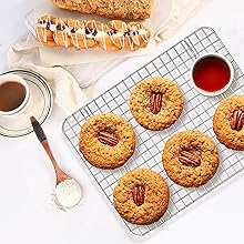 TeamFar Mini Cooling Rack Set of 2, Stainless Steel 8.75’’ x 6.25’’ Toaster Oven Grid Rack for Baking Roasting Broiling Grilling, Bakeable Rack for Cookies, Non-Toxic & Heavy Duty, Dishwasher Safe