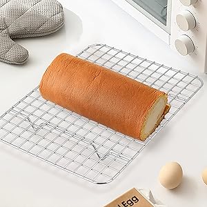 TeamFar Mini Cooling Rack Set of 2, Stainless Steel 8.75’’ x 6.25’’ Toaster Oven Grid Rack for Baking Roasting Broiling Grilling, Bakeable Rack for Cookies, Non-Toxic & Heavy Duty, Dishwasher Safe