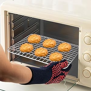 TeamFar Mini Cooling Rack Set of 2, Stainless Steel 8.75’’ x 6.25’’ Toaster Oven Grid Rack for Baking Roasting Broiling Grilling, Bakeable Rack for Cookies, Non-Toxic & Heavy Duty, Dishwasher Safe