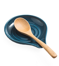 LAUCHUH Spoon Rest, Ceramic Spoon Holder for Stove Top Ladle Holder for Kitchen Countertop Cooking Utensil Rest for Spatula, Tongs, Heat-Resistant Framhouse Decor for Mother's Day, Blue, 5 Inches