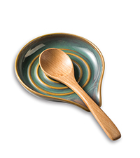 LAUCHUH Spoon Rest, Ceramic Spoon Holder for Stove Top Ladle Holder for Kitchen Countertop Cooking Utensil Rest for Spatula, Tongs, Heat-Resistant Framhouse Decor for Mother's Day, Blue, 5 Inches