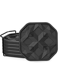 UMIRRO Drinks Coasters for Coffee Table Decor, Rustic Retro Boho Farmhouse Coasters, Absorbent Cup Mats for Wooden Table, Mandala Style, Unique Vintage Tile Design, Brown, 4