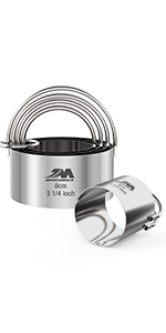 M JNGMEI 4 Pieces Stainless Steel Cookie Cutter Set Biscuit Cutter 2.25inch, 2.75inch, 3.25inch,3.5inch Biscuit Plain Edge Round Cutters Sizes Shape Molds Multiple Sizes