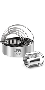 M JNGMEI 4 Pieces Stainless Steel Cookie Cutter Set Biscuit Cutter 2.25inch, 2.75inch, 3.25inch,3.5inch Biscuit Plain Edge Round Cutters Sizes Shape Molds Multiple Sizes
