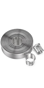 M JNGMEI 4 Pieces Stainless Steel Cookie Cutter Set Biscuit Cutter 2.25inch, 2.75inch, 3.25inch,3.5inch Biscuit Plain Edge Round Cutters Sizes Shape Molds Multiple Sizes