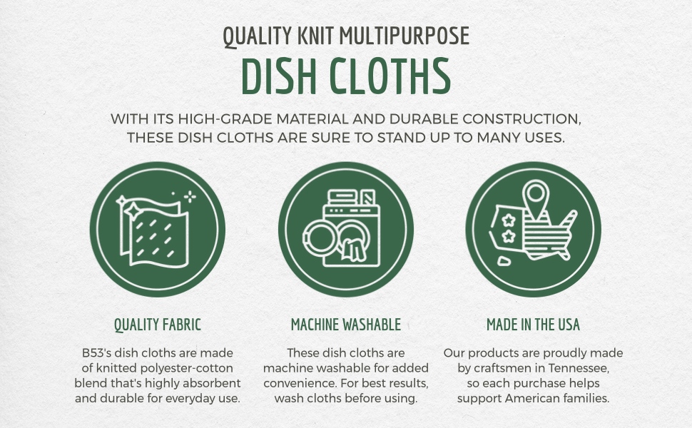 B53 6-Pack Textured Multicolored Dish Cloths Kitchen Towels for Washing, Dusting, and Household Cleaning