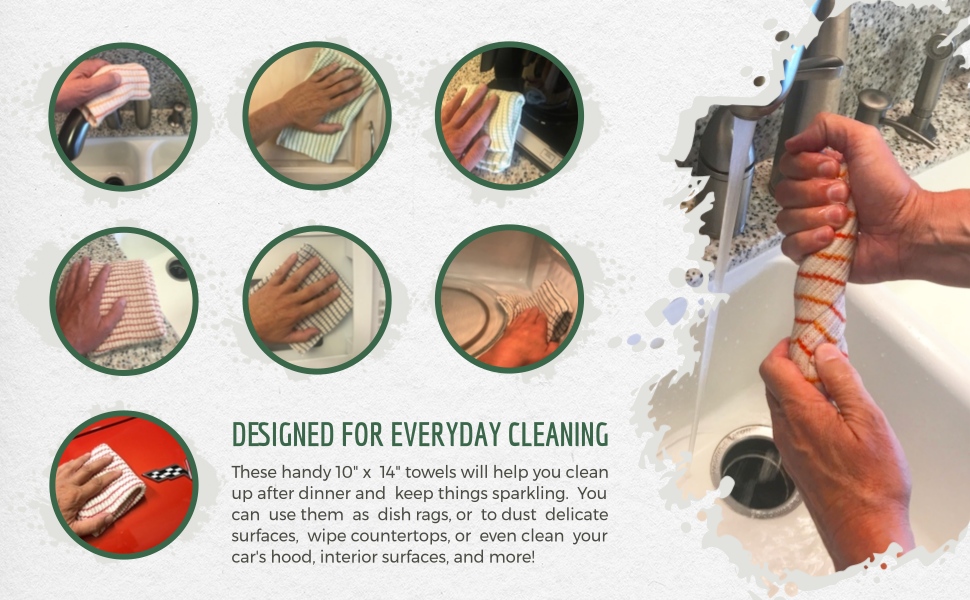 B53 6-Pack Textured Multicolored Dish Cloths Kitchen Towels for Washing, Dusting, and Household Cleaning