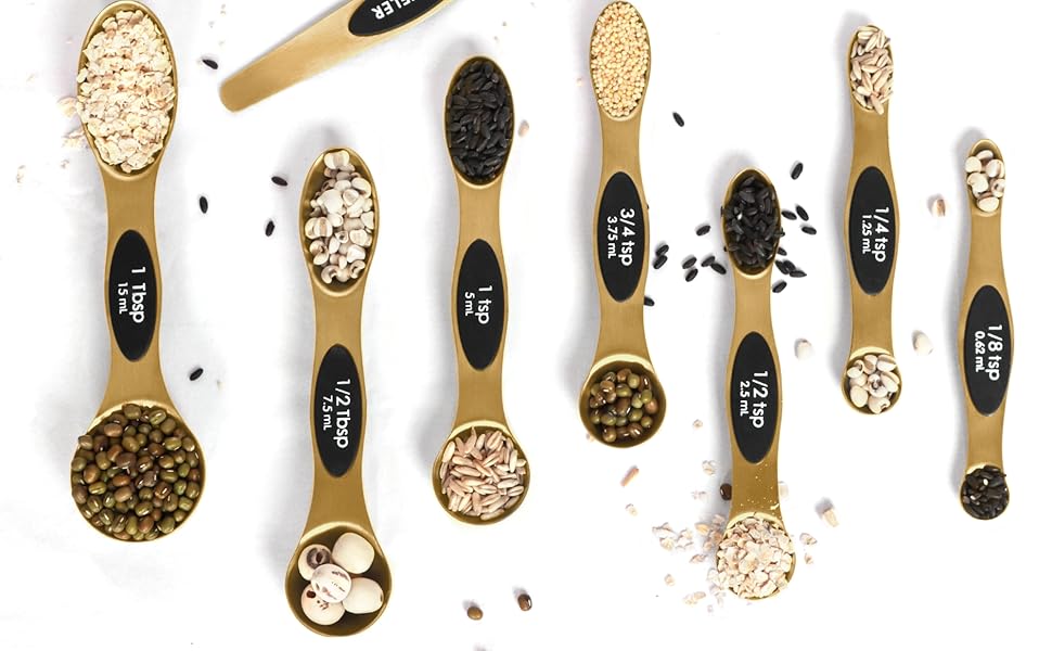 Magnetic Measuring Spoons Set Stainless Steel with Leveler, Stackable Metal Tablespoon Measure Spoon for Baking, Measuring Cups and Spoon Set Kitchen Gadgets Apartment Essentials Fits in Spice Jars