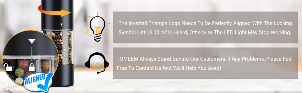 TOMEEM Electric Salt and Pepper Grinder Set with LED Lights – Rechargeable Automatic Pepper and Salt Mill with 6 Adjustable Coarseness for Kitchen, BBQ & Gifts