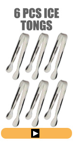 6PCS Serving Tongs, 7Inch Buffet Tongs, Stainless Steel Food Tong Small Serving Utensils for Cooking, Entertaining, Salad, Barbecue, Buffet, Toast and Steak by Sunenlyst (Stainless buffet tongs)