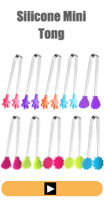 6PCS Serving Tongs, 7Inch Buffet Tongs, Stainless Steel Food Tong Small Serving Utensils for Cooking, Entertaining, Salad, Barbecue, Buffet, Toast and Steak by Sunenlyst (Stainless buffet tongs)