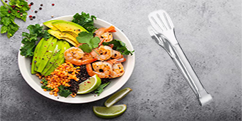 6PCS Serving Tongs, 7Inch Buffet Tongs, Stainless Steel Food Tong Small Serving Utensils for Cooking, Entertaining, Salad, Barbecue, Buffet, Toast and Steak by Sunenlyst (Stainless buffet tongs)