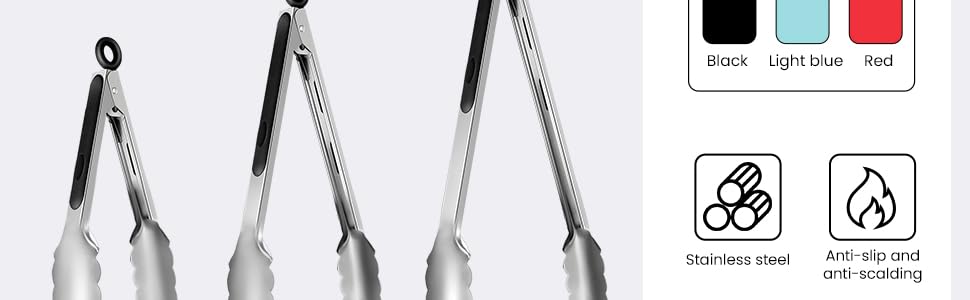 Chengu 12 Pack Stainless Steel Kitchen Tongs 7/9/12 Inches Food Serving Tongs Non Stick Cooking Clips for Kitchen Cooking Barbecue Buffet Wedding Family Gathering Grill Salad