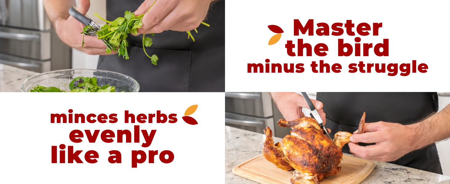 Gidli 5 Blade Herb Scissors Set with Heavy Duty Kitchen Shears - Stainless Steel Vegetable Scissors for Fresh Herbs and Salad Prep - Dishwasher Safe 2 Pack with Protective Cover