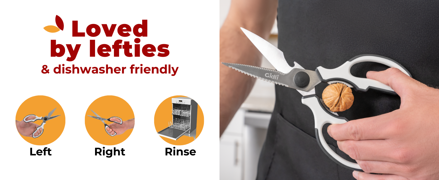 Gidli 5 Blade Herb Scissors Set with Heavy Duty Kitchen Shears - Stainless Steel Vegetable Scissors for Fresh Herbs and Salad Prep - Dishwasher Safe 2 Pack with Protective Cover