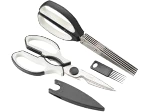 Gidli 5 Blade Herb Scissors Set with Heavy Duty Kitchen Shears - Stainless Steel Vegetable Scissors for Fresh Herbs and Salad Prep - Dishwasher Safe 2 Pack with Protective Cover