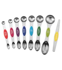 Spring Chef Stainless Steel Measuring Spoons Set of 6 with Leveler, Rectangular Metal Teaspoon & Tablespoon Measuring Spoons for Dry & Liquid Ingredients - Nesting Kitchen Gadgets For Baking & Cooking