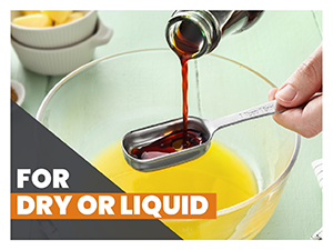 Spring Chef Stainless Steel Measuring Spoons Set of 6 with Leveler, Rectangular Metal Teaspoon & Tablespoon Measuring Spoons for Dry & Liquid Ingredients - Nesting Kitchen Gadgets For Baking & Cooking