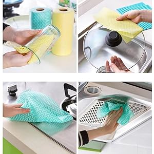 Disposable Kitchen Cleaning Cloths Dish Towels Dish Cloth Reusable Cloths for Kitchen, Bathroom, Household Cleaning (Blue 100 Pack)