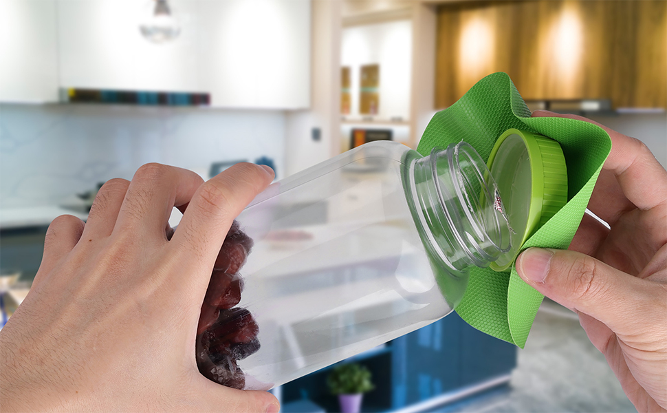 LUTER 4pcs Jar Opener, Rubber, Multi-function Silicone Bottle Opener for Seniors with Arthritis Weak Hands Lid Cap Gripper Pads Kitchen Coasters Gadgets(Light Blue, Green)