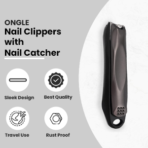 Precision Nail Clippers with Nail Catcher No Splash, Black Stainless Steel Manicure Tools