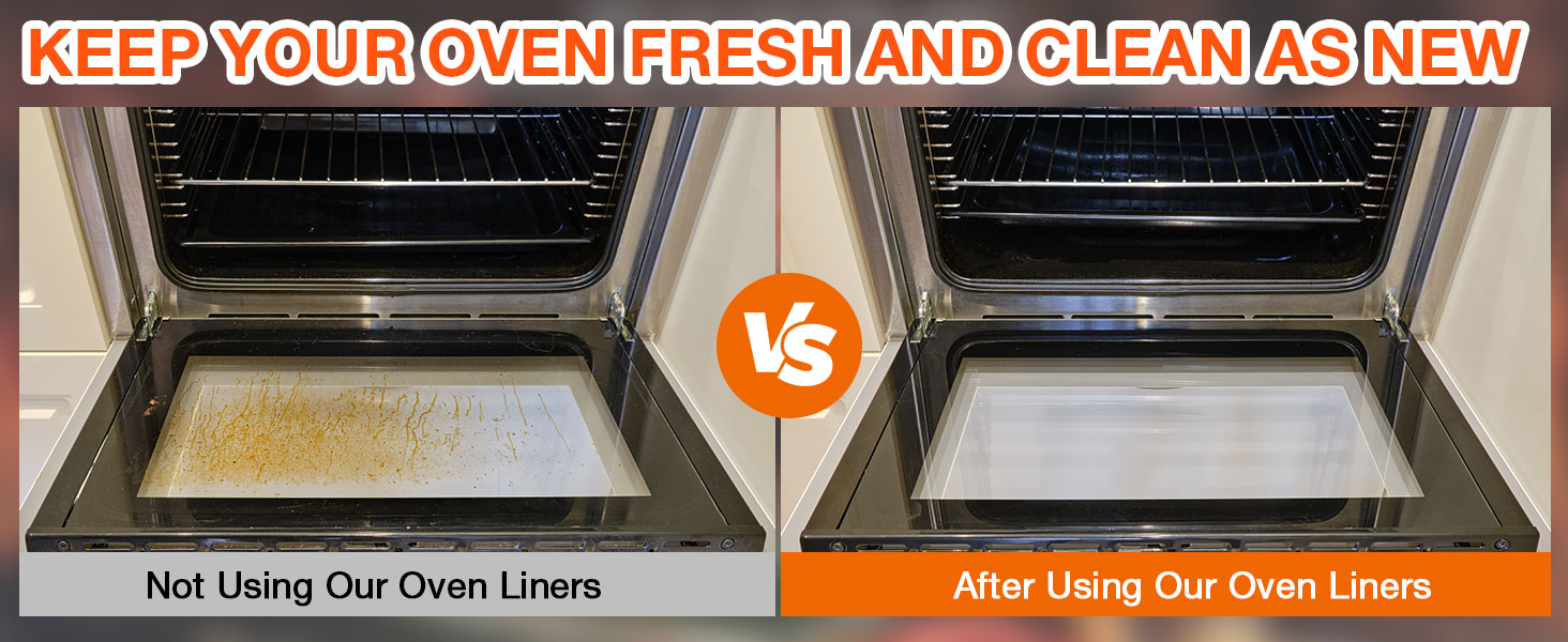 Oven Liners for Bottom of Oven 4 Pack Large Thick Heavy Duty Nonstick Oven Mat for Bottom of Electric Oven Gas Oven Grill, Reusable Heat Resistant BPA PFOA Free Oven Protector Liner,16x24 Inch