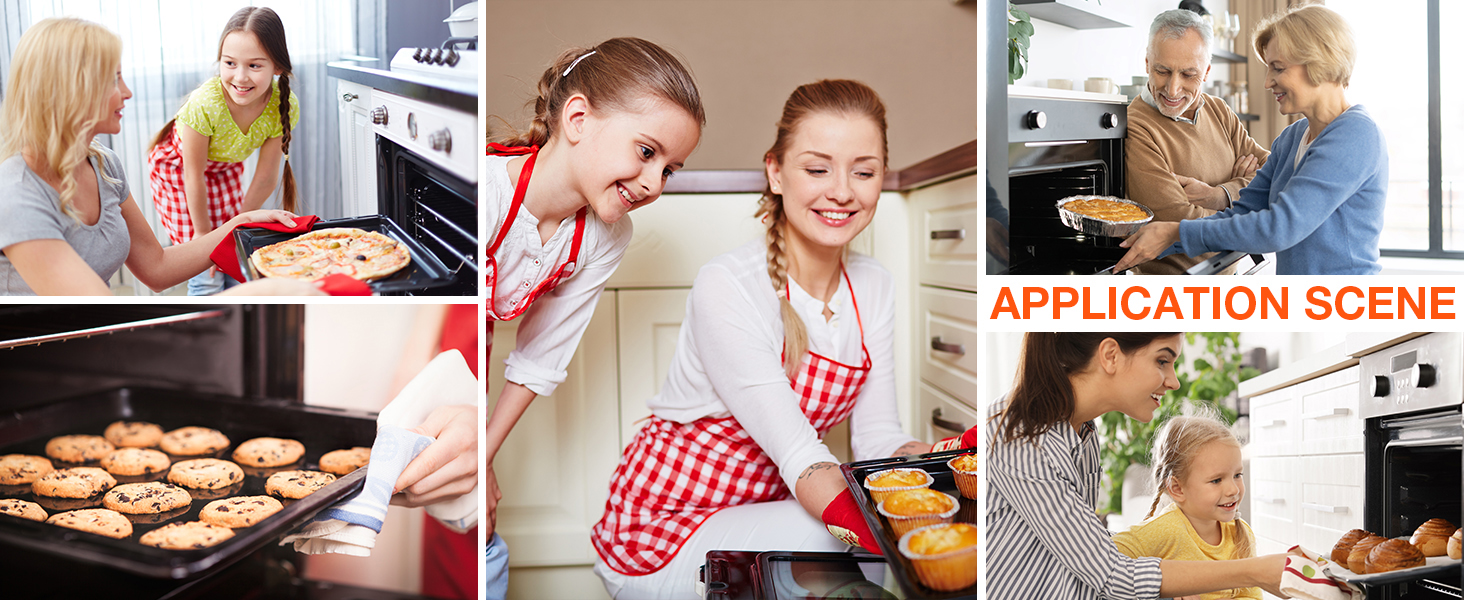 Oven Liners for Bottom of Oven 4 Pack Large Thick Heavy Duty Nonstick Oven Mat for Bottom of Electric Oven Gas Oven Grill, Reusable Heat Resistant BPA PFOA Free Oven Protector Liner,16x24 Inch