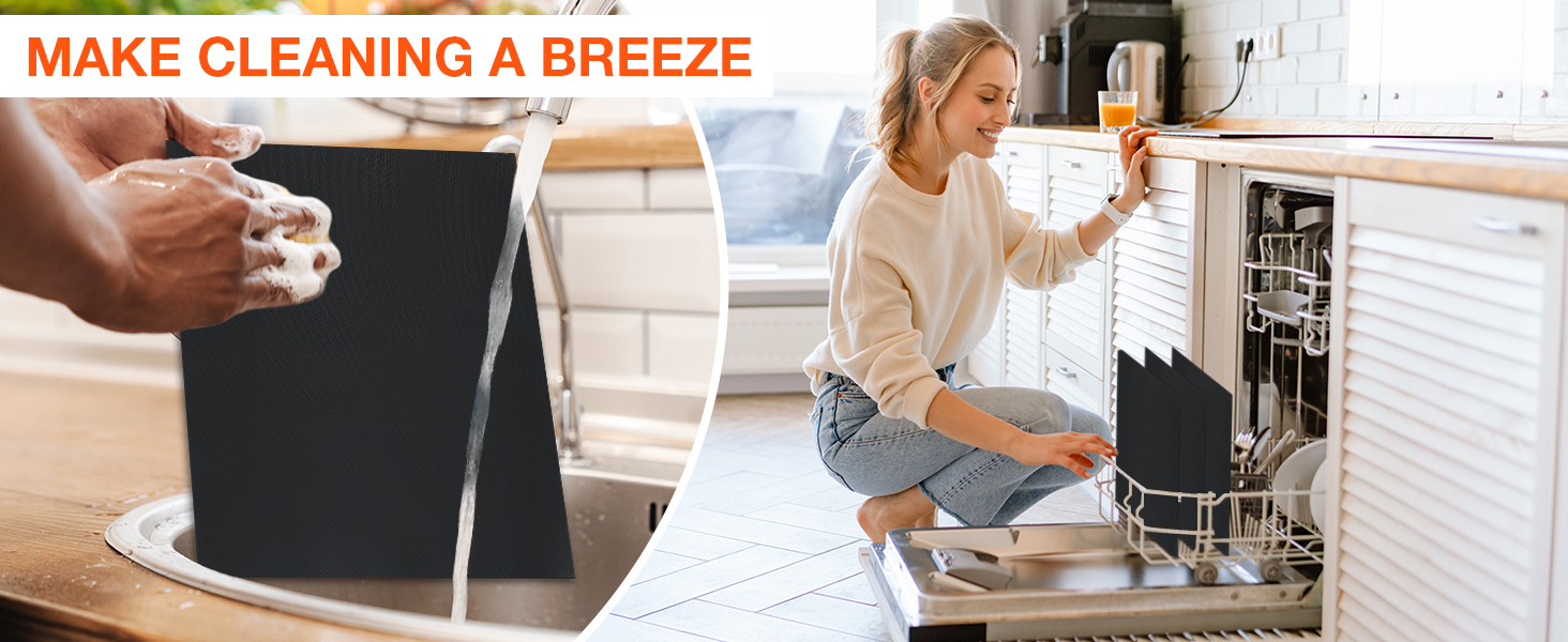 Oven Liners for Bottom of Oven 4 Pack Large Thick Heavy Duty Nonstick Oven Mat for Bottom of Electric Oven Gas Oven Grill, Reusable Heat Resistant BPA PFOA Free Oven Protector Liner,16x24 Inch