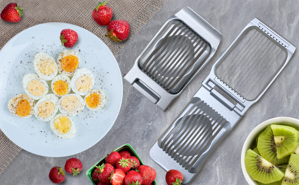 Egg Slicer for Hard Boiled Eggs Heavy Duty Fruit Egg Cutter with Stainless Steel Wire