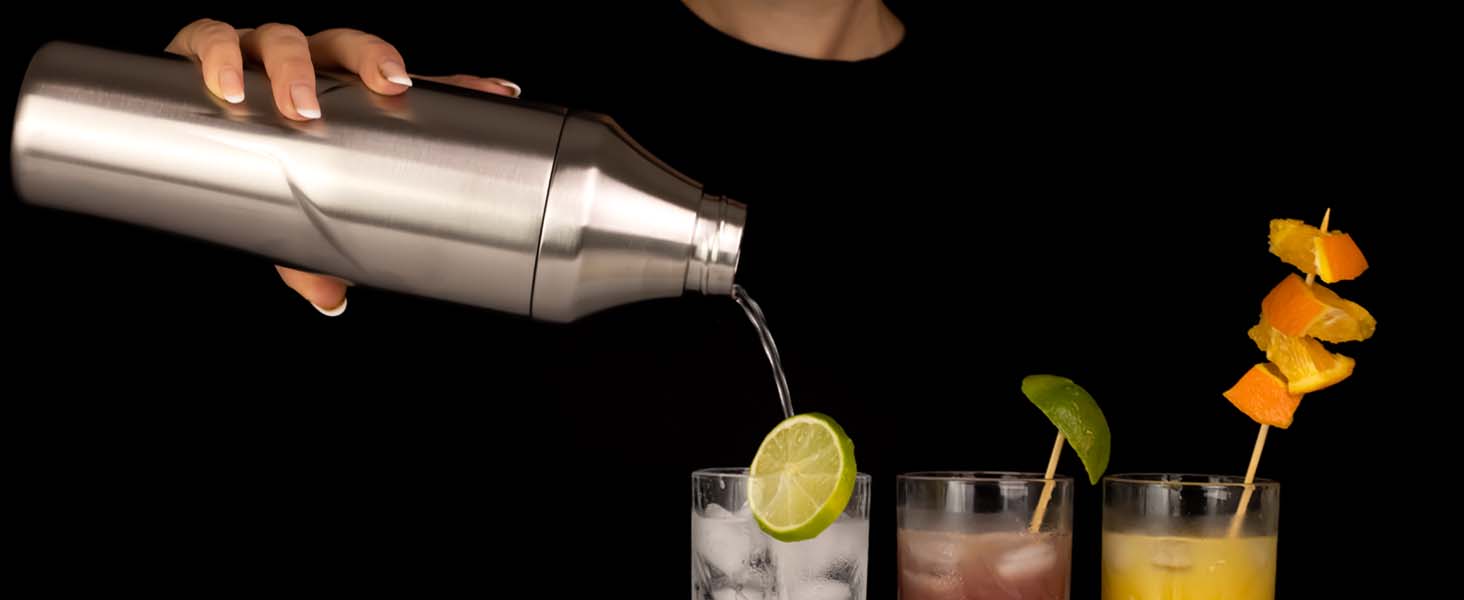 Lexenic 24oz Cocktail Shaker - Insulated Double Wall Keep Drink Chilled - No Stuck Twist Lid,Leakproof and Built-in Strainer - Perfect for Home Bar- Premium Stainless Steel Drink Shaker,Martini Shaker