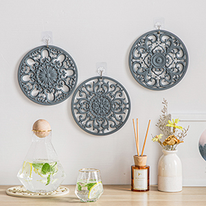 Extra Thick Silicone Trivet Mat for Hot Dishes, Hot Pots and Pans, Pot Holder, Hot Pad to Portect Your Table and Countertop, Kitchen Decor and Accessories,Navy Blue, Set of 3