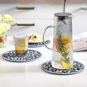 Extra Thick Silicone Trivet Mat for Hot Dishes, Hot Pots and Pans, Pot Holder, Hot Pad to Portect Your Table and Countertop, Kitchen Decor and Accessories,Teal, Set of 3