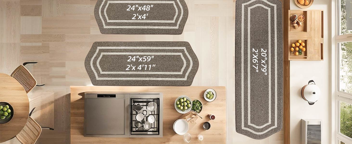 COSY HOMEER Long Kitchen Floor Mats for in Front of Sink Super Absorbent Kitchen Rugs and Mats 24