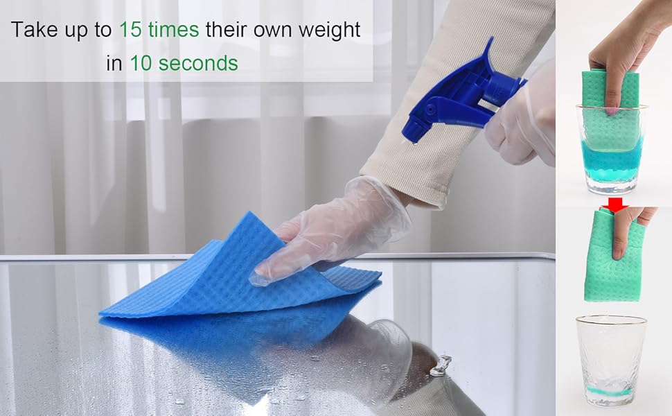 METUUTER 10 Packs Swedish Dishcloths for Kitchen, Reusable Kitchen Dishcloths Compostable Cellulose Dish Clothes for Household Use