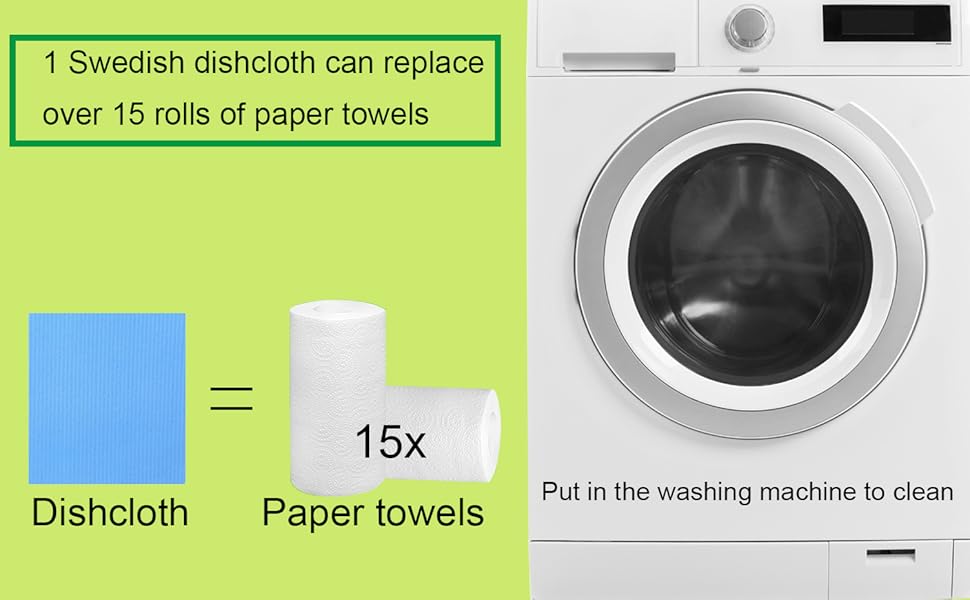 METUUTER 10 Packs Swedish Dishcloths for Kitchen, Reusable Kitchen Dishcloths Compostable Cellulose Dish Clothes for Household Use