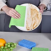 METUUTER 10 Packs Swedish Dishcloths for Kitchen, Reusable Kitchen Dishcloths Compostable Cellulose Dish Clothes for Household Use