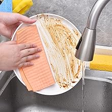 METUUTER 10 Packs Swedish Dishcloths for Kitchen, Reusable Kitchen Dishcloths Compostable Cellulose Dish Clothes for Household Use